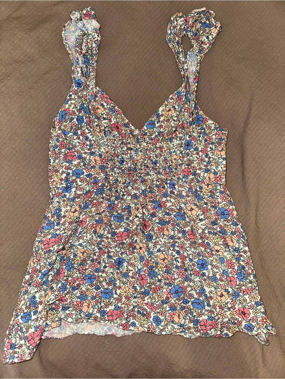 Floral Ruffle-Strap Tank Top - Multicolor - Picture 2 of 5